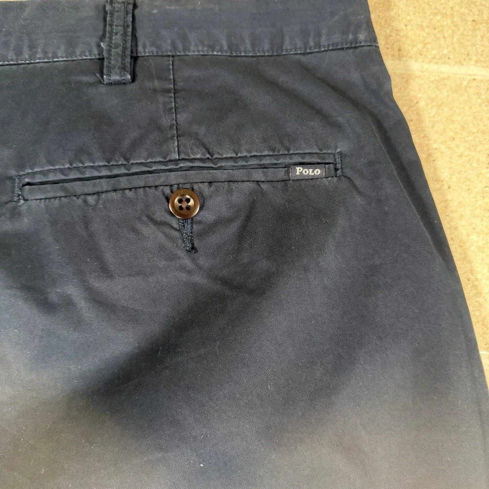 VTG Polo Ralph Lauren Chino Pants Mens 40x30 Blue Suffield Straight Pony Preppy